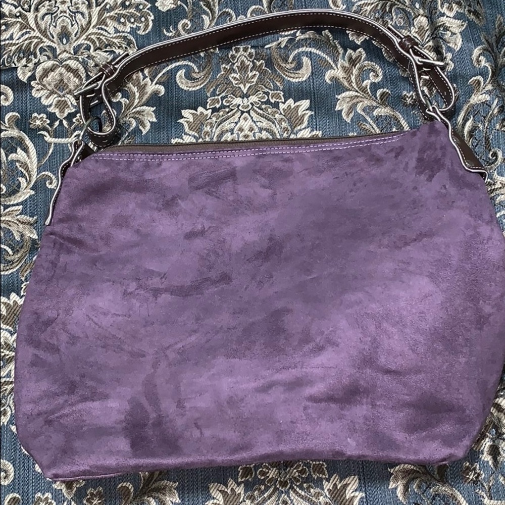 Lola Purple Suede with Brown Strap Tote NWOT